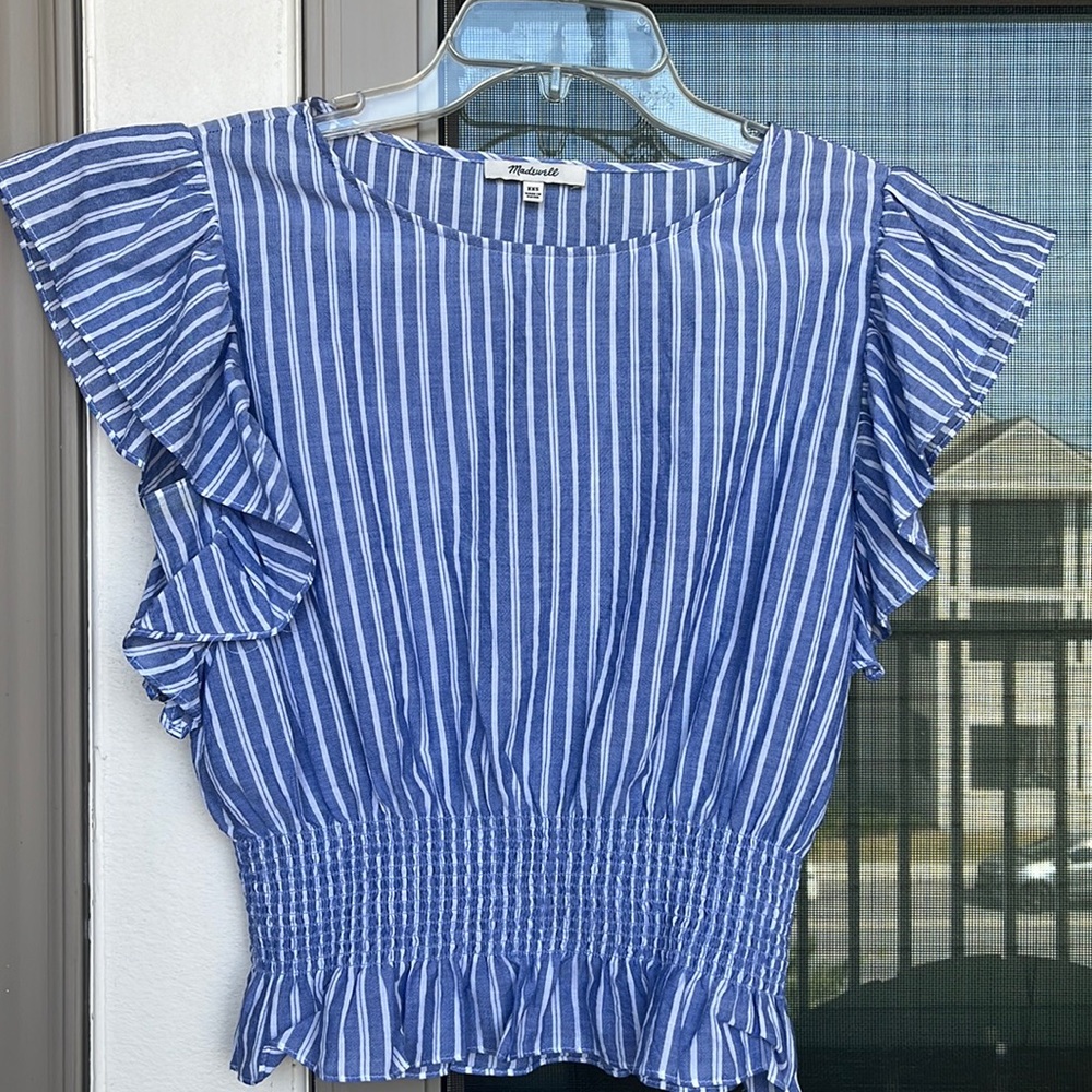 XXS Blue and white striped Madewell top